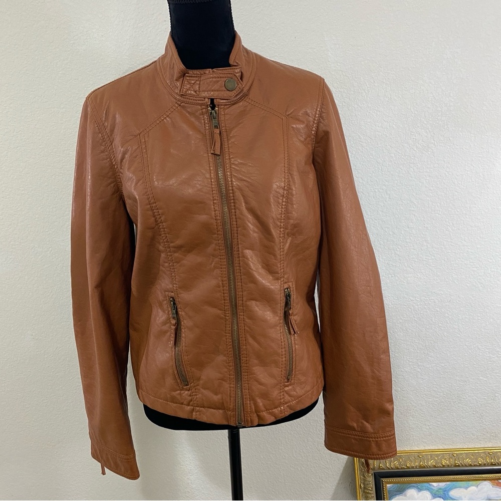 Lane Crawford Women's Tan Faux Leather‎ Jacket